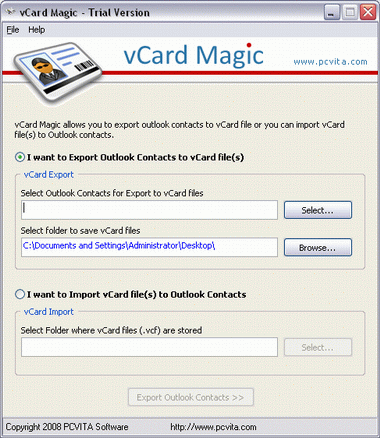 Outlook Contacts Export to vCard