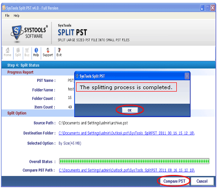 Splitting PST file