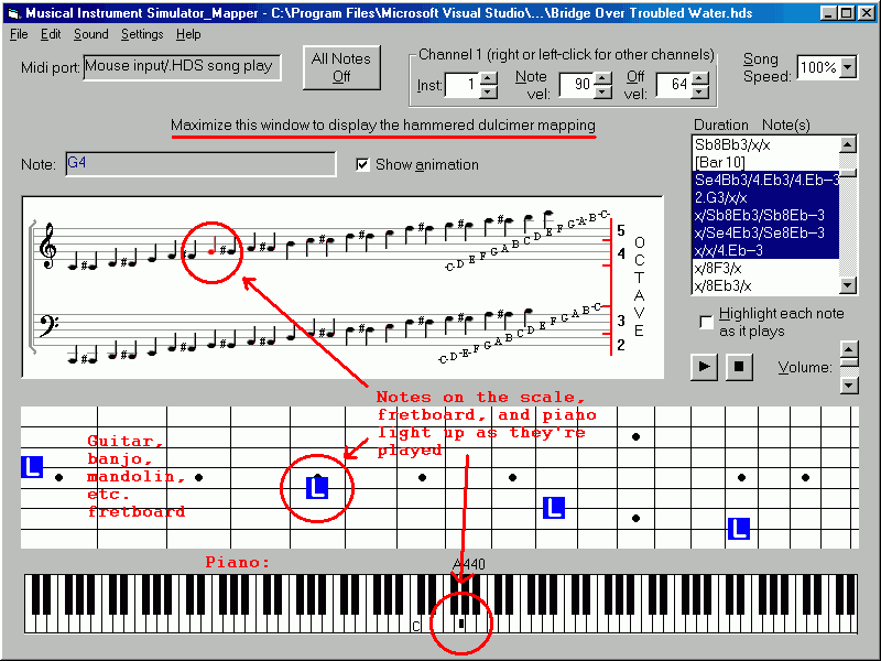 Musical Instrument Simulator/Note Mapper