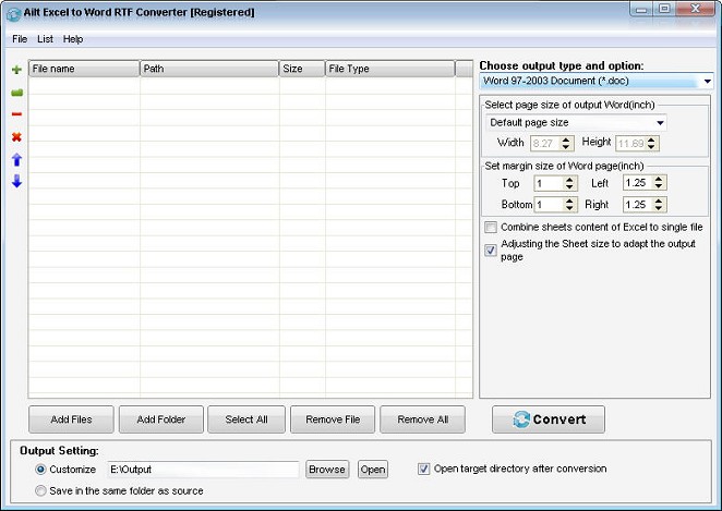 Ailt Excel to Word RTF Converter