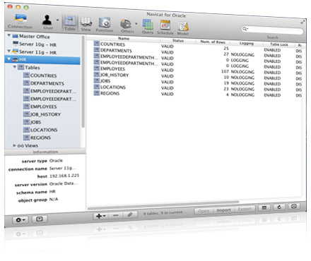 Navicat for Oracle database editor (Mac OS X) - Your best Oracle Visual Query Builder