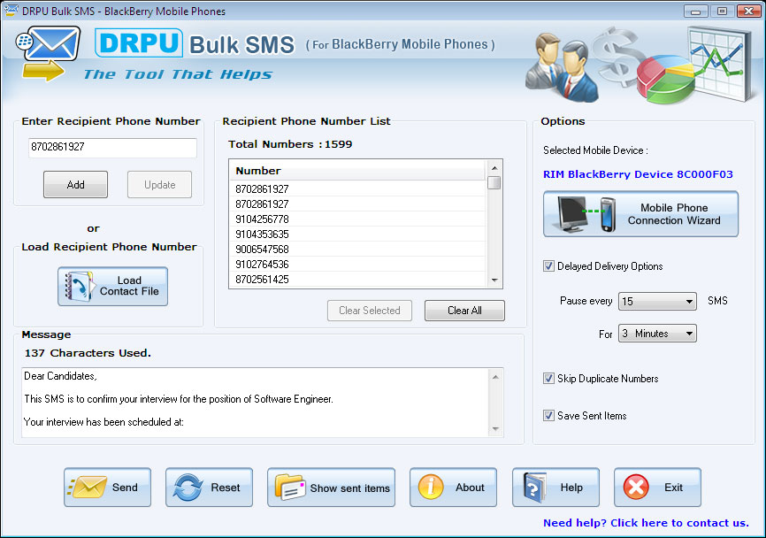 BlackBerry Free SMS Software