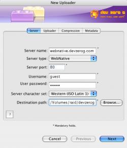 Upload Client Creator for WebNative (Macintosh)