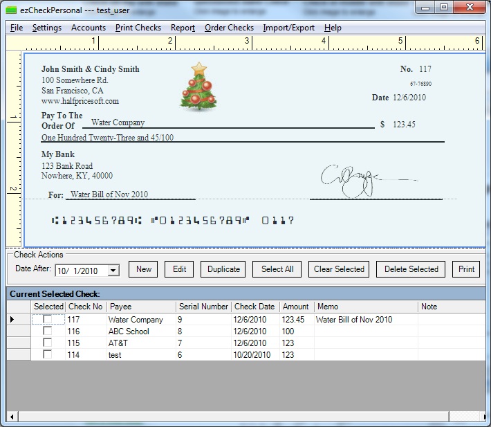 ezCheckPersonal Check Printing Software