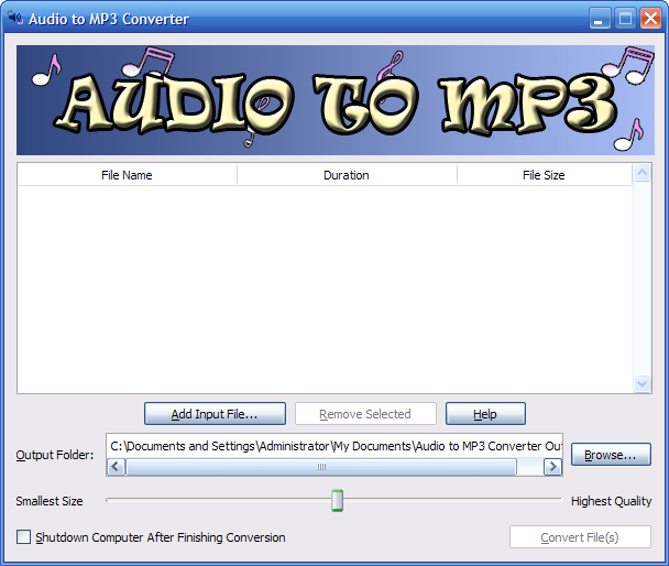 Audio to MP3 Converter